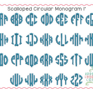 393 Scalloped Circular Mini Monogram Embroidery Font