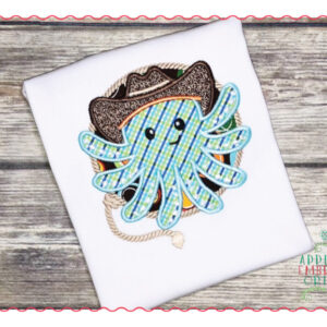 395 Cowboy Octopus Applique Design