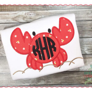 396 Crab Monogram Frame Applique Design