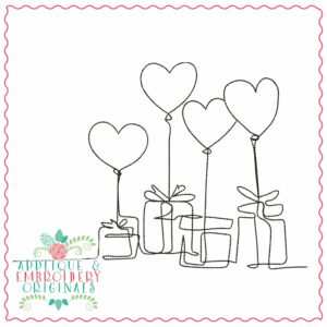 4052 Present Heart Balloon Embroidery Design