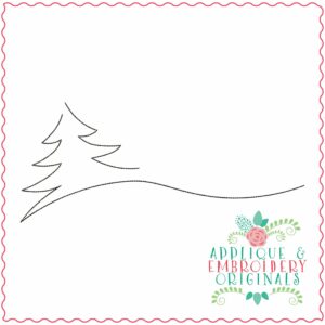 4063 Tree on Hill Line Art Embroidery Design