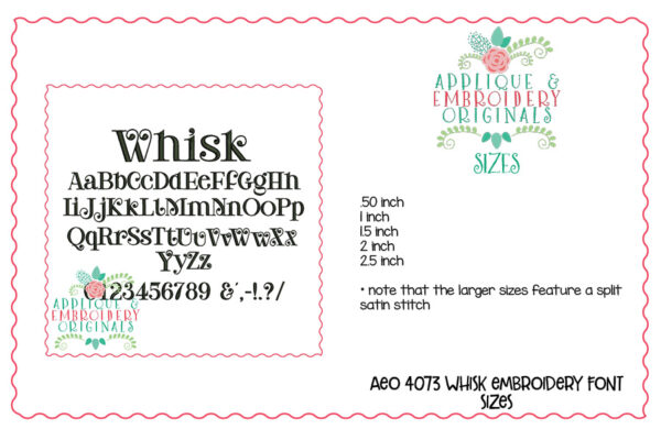 4073 Whisk Embroidery Font - Image 3