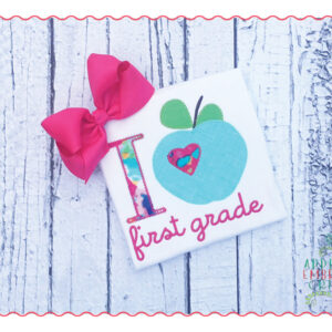 409 I Heart Grade with Apple Preschool, Kindergarten, 1st Applique Design