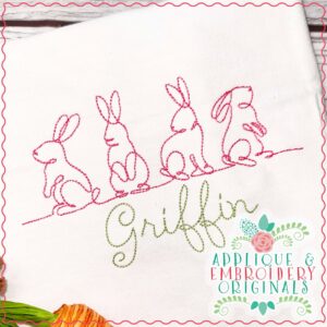 4248 Easter Line Art Bunnies Embroidery Design