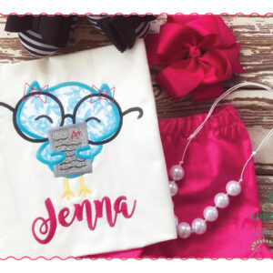 427 Owl with Report Card Applique Design