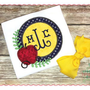 429 Apple Circle Monogram Frame Applique Design