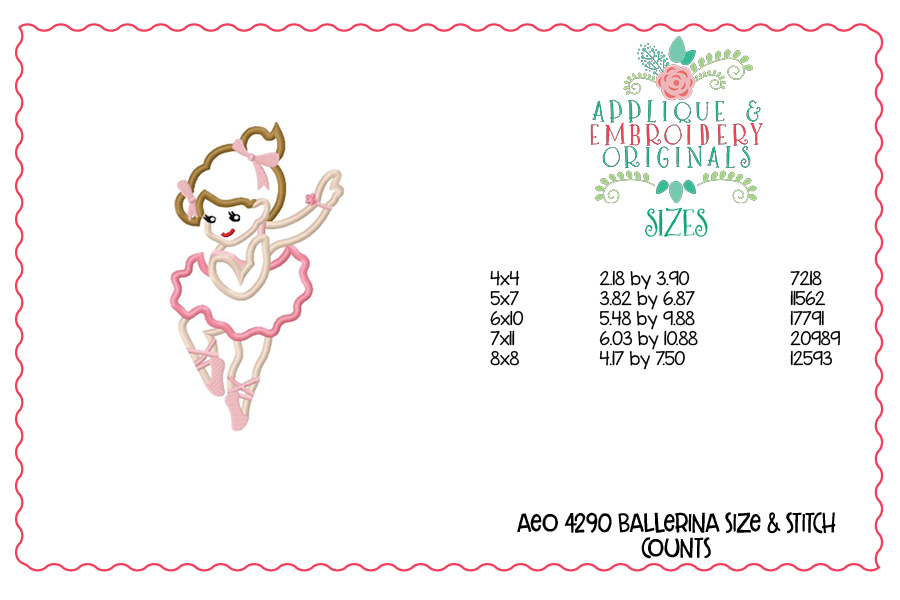 AEO 4290 Ballerina Size & Stitch Counts
