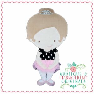 4295 Ballet Girl with Crown Applique Design