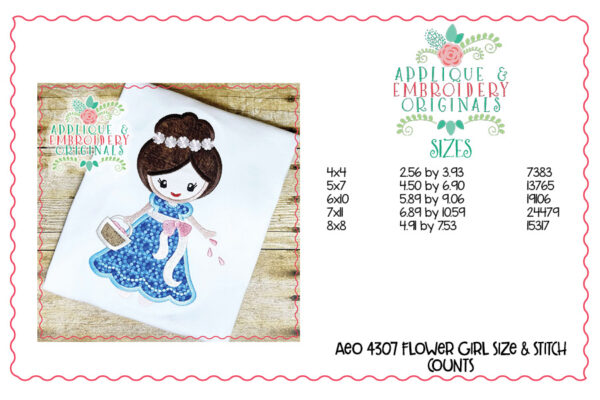 4307 Flower Girl Applique Design - Image 3