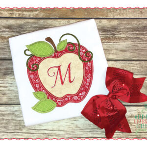 431 Apple Shaped Monogram Frame Applique Design