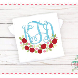 432 Apple Swag Monogram Frame Applique Design