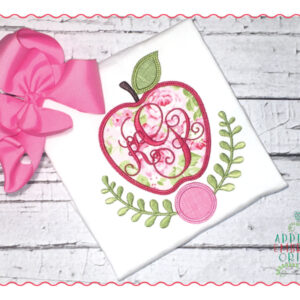 434 Preppy Apple Frame Laurels Applique Design