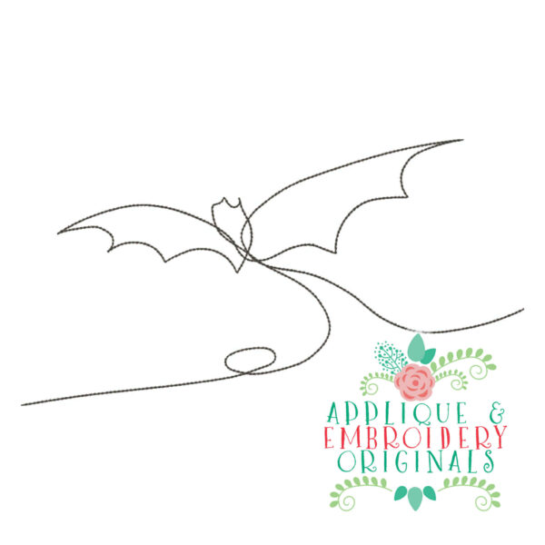 4343 Bat 2 Line Art Embroidery Design