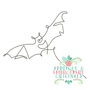 4344 Bat 3 Line Art Embroidery Design