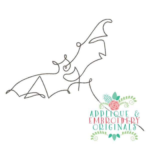 4344 Bat 3 Line Art Embroidery Design