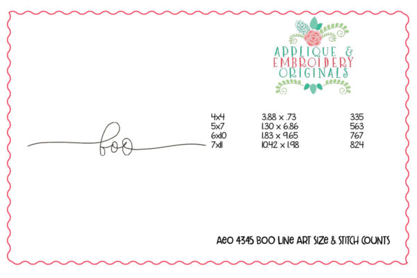 4345 Boo Line Art Embroidery Design - Image 4