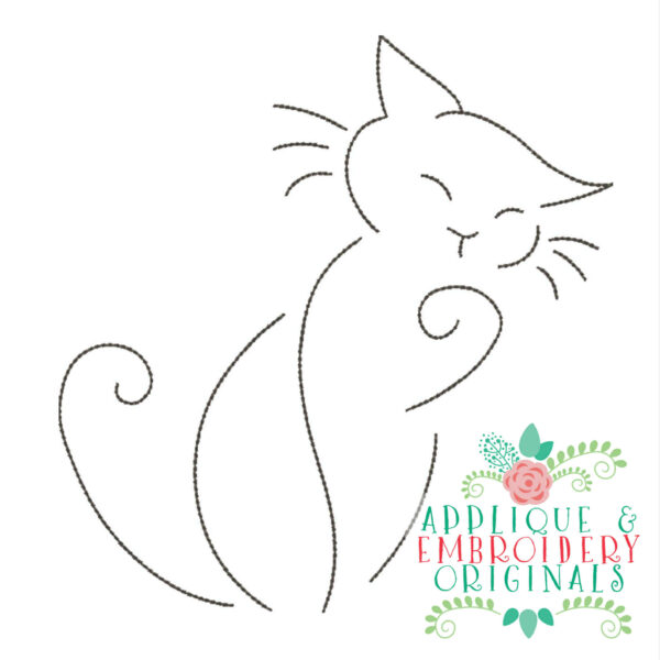 4348 Kitty Line Art Embroidery Design - Image 3