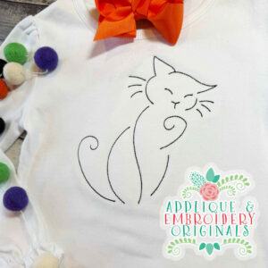 4348 Kitty Line Art Embroidery Design