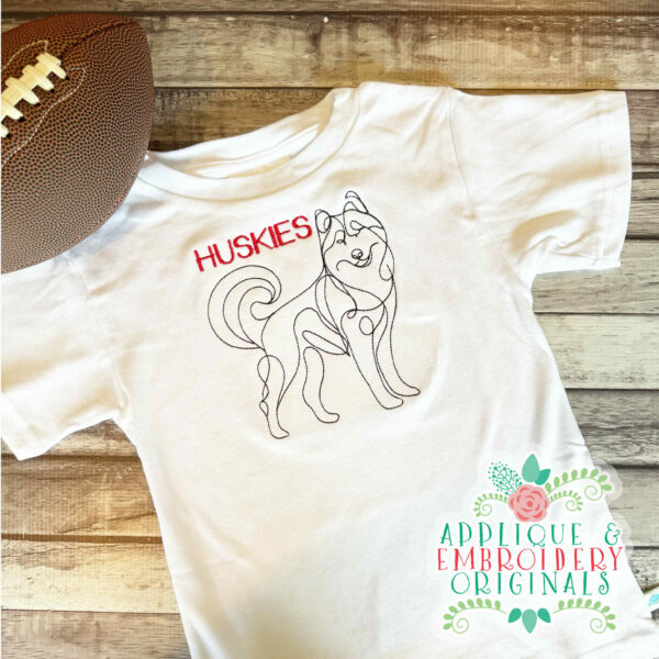 4352 Husky Full Body Line Art Embroidery Design - Image 3