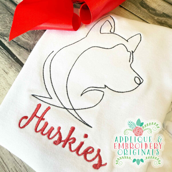 4353 Husky Head 1 Line Art Embroidery Design - Image 3