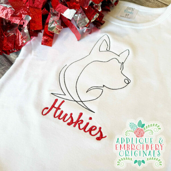 4353 Husky Head 1 Line Art Embroidery Design - Image 2