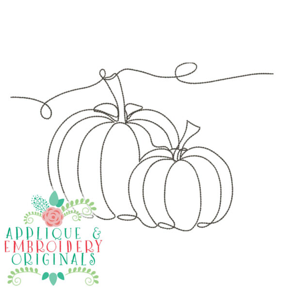 4353 Pumpkin Double Line Art Embroidery Design - Image 3