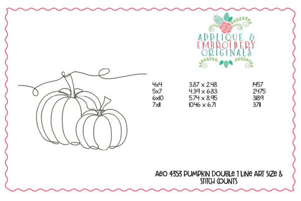 4353 Pumpkin Double Line Art Embroidery Design - Image 4