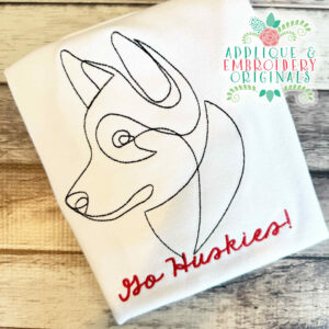 4354 Husky Head 2 Line Art Embroidery Design