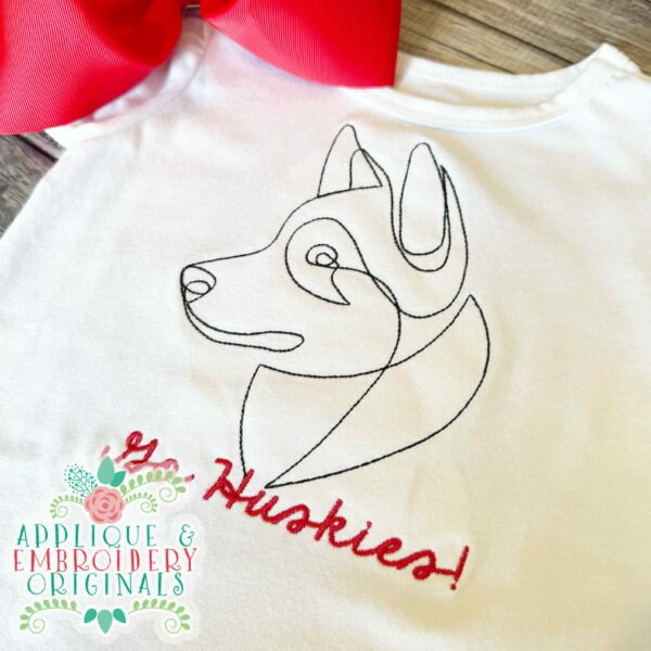 4354 Husky Head 2 Line Art Embroidery Design - Image 2