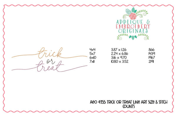 4355 Trick or Treat Line Art Embroidery Design - Image 5