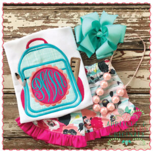 436 Backpack Monogram Frame Girl Applique Design