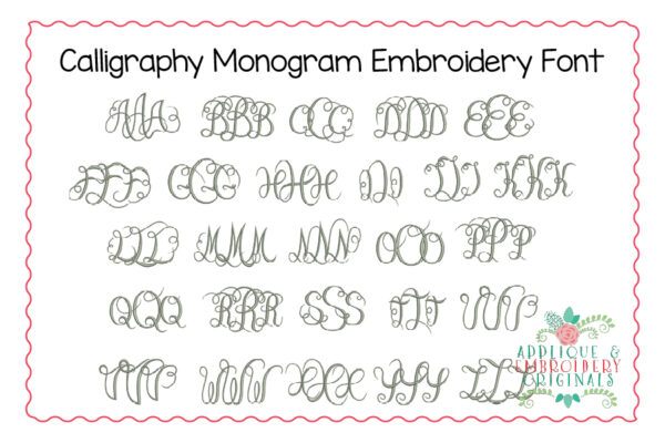 446 Calligraphy Monogram Embroidery Font - Image 2
