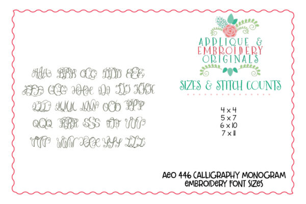 446 Calligraphy Monogram Embroidery Font - Image 5