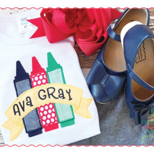 450 Crayon Banner Trio Applique Design