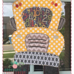 457 School Bus Back to School Door Hanger In-The-Hoop Applique Design