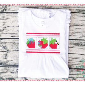 468 Strawberry Trio Faux Smocked Embroidery Design