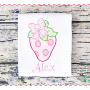 469 Strawberry with Bow Applique Design