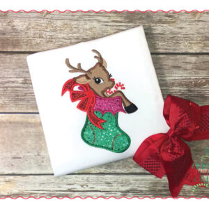 471 Christmas Stocking & Reindeer Applique Design