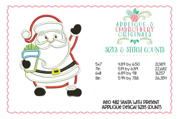 482 Santa Claus with Presents Applique Design - Image 3