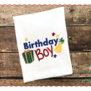 493 Birthday Boy with Hat and Gift Applique Design
