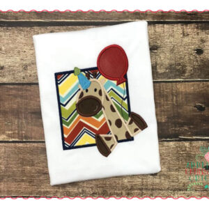 496 Birthday Giraffe Patch Balloon Applique Design