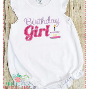 497 Birthday Girl with Cake Numbers Applique Design