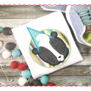 508 Birthday Skunk Hat Circle Patch Applique Design