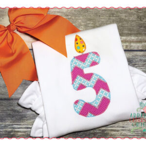 509 Birthday Chevron Candle Number 1-9 Applique Design