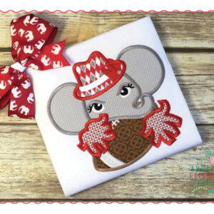 525 Elephant Girl Pom Football Mascot Applique Design