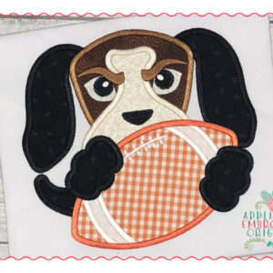 529 Hound Dog Smokey Football Mascot Applique Design
