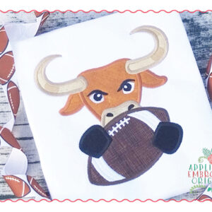 530 Longhorn Hook Em Football Mascot Applique Design