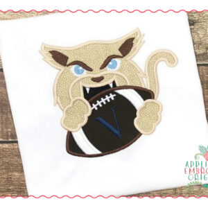 533 Wildcat Jaguar Cougar Football Mascot Applique Design