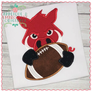 535 Razorback Pig Hog Football Mascot Applique Design