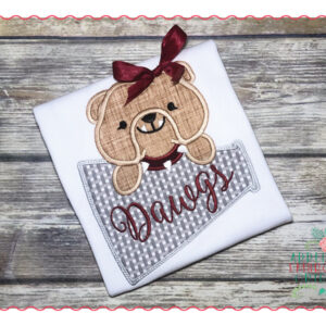 536 Bulldog Megaphone Football Mascot Applique Design